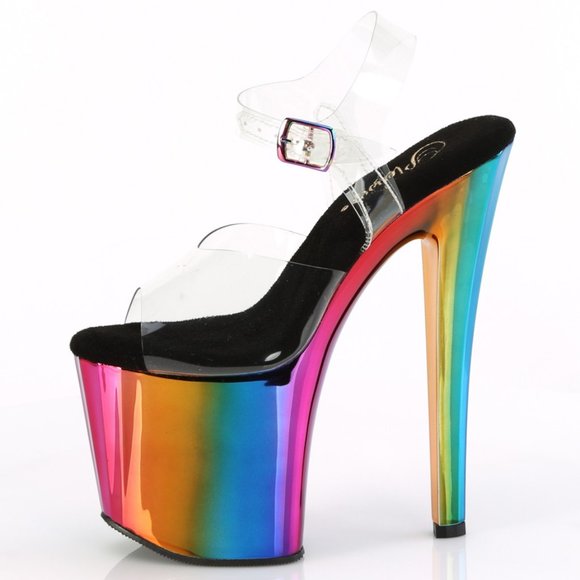 Platform Clear Rainbow Chrome High Heel Shoes